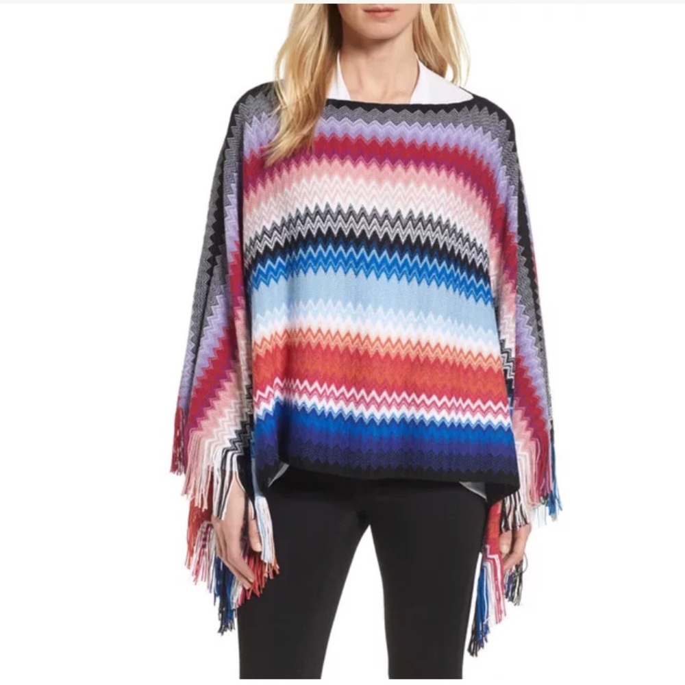 Missoni Zigzag Wool Blend Poncho Sweater NEW $410